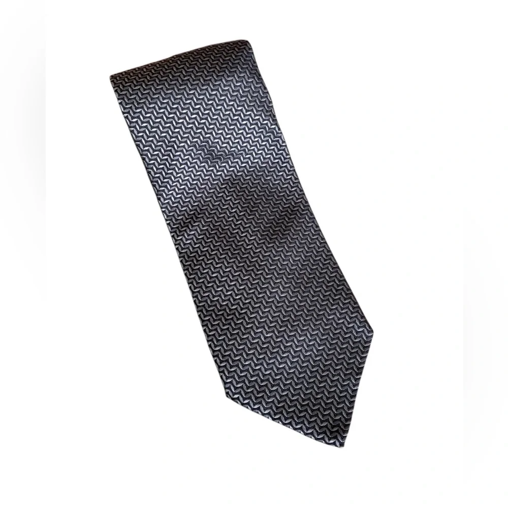 Giorgio Armani Collezioni Black White Geometric Pattern Necktie Italy Made VTG
